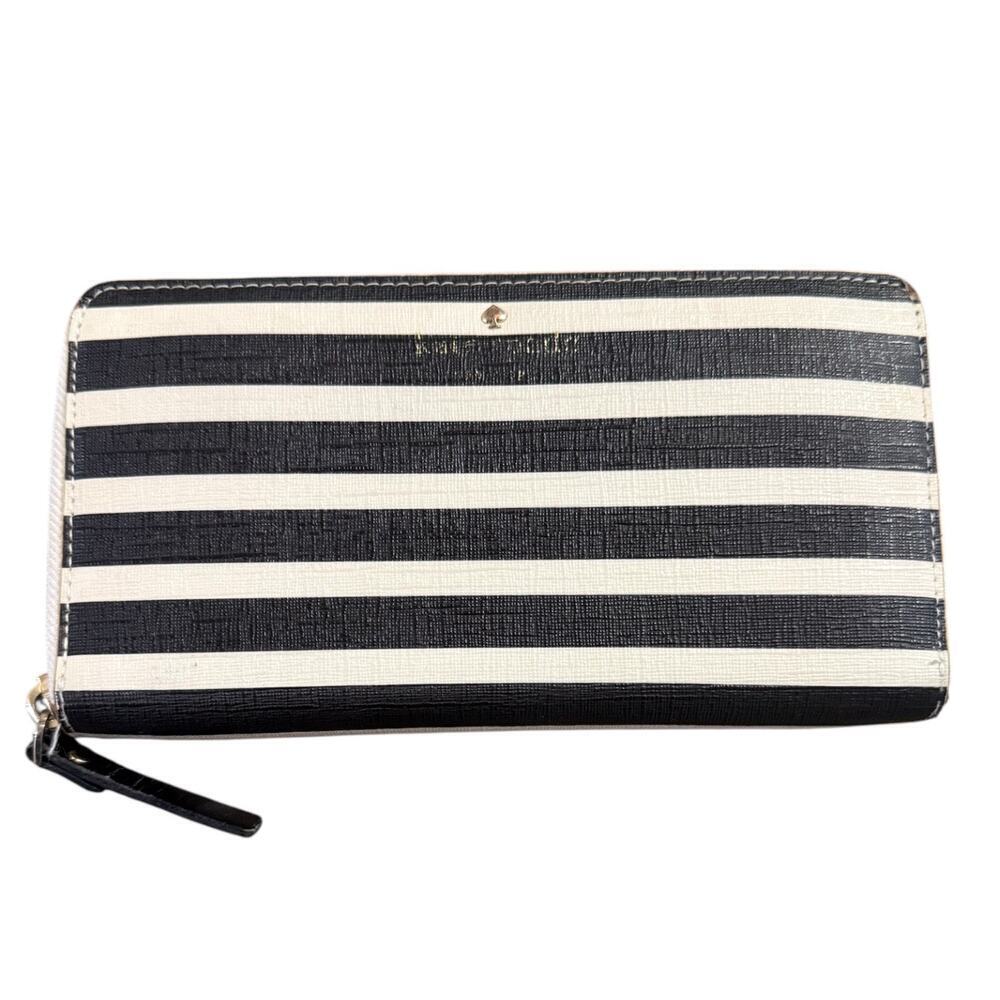 Kate Spade Lacey Fairmont Black White Stripe Wallet